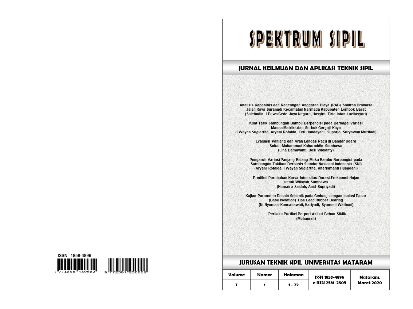 					View Vol. 7 No. 1 (2020): SPEKTRUM SIPIL
				