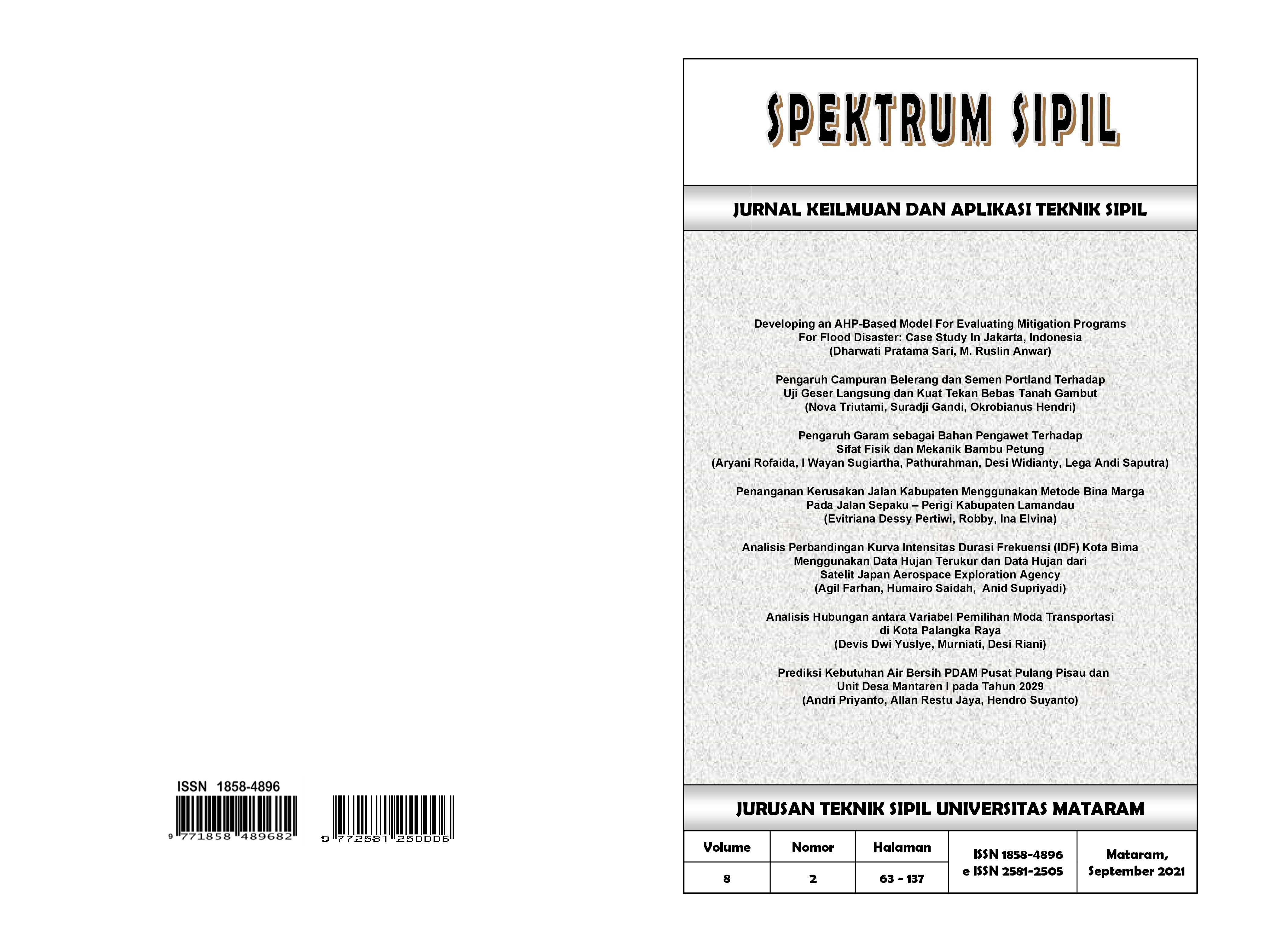 					View Vol. 8 No. 2 (2021): SPEKTRUM SIPIL
				