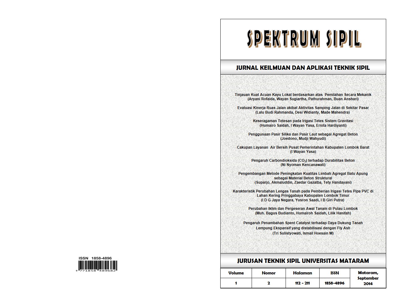 					View Vol. 1 No. 2 (2014): SPEKTRUM SIPIL
				